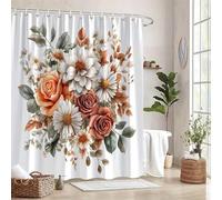 TYHKXAI Realistic Flower Bouquet Design Shower Curtain Waterproof Polyester Fabric Bathroom Curtains Washable Bath Curtain Hooks(120x190cm/WxH)