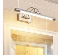 TYhogar Bathroom Over Mirror Light Pull Cord Switch LED Picture Light with Swivel Lamp Head 8W Adjustable Arm Bedside Reading Lamp Fixtures for Office Bedroom 3000K IP44(Nickel)