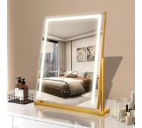 TYhogar Gold Square dressing table mirror with lights 3 Colour Modes, Touch Control 52 x 58 cm Vantiry Mirror for Livingroom