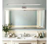 TYhogar LED Bathroom Mirror Light Picture Lights for Wall 90cm Nickel Wall Light with Pull Switch and Swivel Lamp Head IP44 Bathroom Lighting Fixtures with Arc Arm