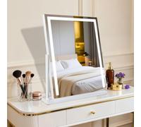 TYhogar Make-up Mirror with Lighting Hollywood Mirror 3 Colour Temperature Adjustable Table Mirror Cosmetic Mirror with Light 360° Rotation 58 x 52 cm 14 W Touch Control for Make-Up White