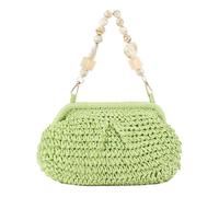 TYHOTULY Handwoven Straw Clutch Bag for Women Summer Vacation Evening Handbag Boho Resort Raffia Crochet Clutch Purse, Green, 12.2 x 8.3 x 0.5 inches