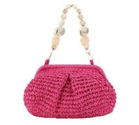 TYHOTULY Handwoven Straw Clutch Bag for Women Summer Vacation Evening Handbag Boho Resort Raffia Crochet Clutch Purse, Rose Red, 12.2 x 8.3 x 0.5 inches