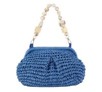 TYHOTULY Handwoven Straw Clutch Bag for Women Summer Vacation Evening Handbag Boho Resort Raffia Crochet Clutch Purse, Blue, 12.2 x 8.3 x 0.5 inches