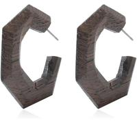 TYIM7 3.5 * .5cm Wooden Bohemian Style Hexagonal Half Circle Earrings For Women .AT7