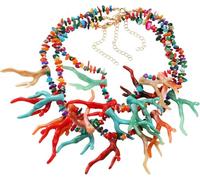 TYIM7 Bohemian Ethnic Style Resin Coral Multi-Layer Handmade Necklace .AT7