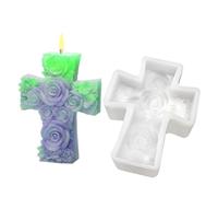 Tyinerc Cross Mould, 3D Rose Jesus Christening Mould - Silicone Aromatherapy Moulds for Christmas Candle Making Crafts DIY Art Decoration Epoxy Resin Plaster Clay Plaster Soap