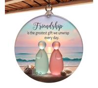 Tyinerc Friendship Beach Glass Ornament - 2-Dimensional Round Decorative Precious Keepsake | Pendant Decoration Beach Glass Ornament, For Home, Wall, Window, Bedroom, Living Room, Garden