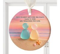Tyinerc Friendship Beach Glass Ornament, Acrylic Decorative 2D Christmas Pendant, Friendship Interior Decoration - For Home, Wall, Window, Bedroom, Living Room, Garden