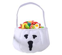 Tyinerc Halloween Candy Bags, Reusable Candy Bags with Handles | Large Terrible Storage Basket for Women Girls Teens, White Ghost Fleece, Se référer au descriptif, Refer to description