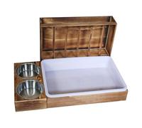 Tyinerc Hay Dispenser with Litter Tray - Rack with Litter Tray and Bowls, Multi-Function Anti-Waste Dispenser Stand for Rabbits Chinchilla Hamster Small