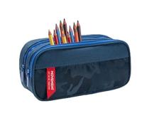 Tyinerc Large Capacity Pencil Case | School Organizer Pencil Case | Double Layer Organizer for Rulers Erasers Students Office Travelers Classroom Meetings, Blue, Se référer au descriptif, Refer to