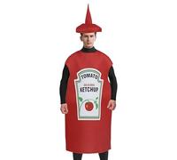 Tyinerc Mustard Costume for Cosplay, Unisex Ketchup & Mustard Couple Costume, Halloween Fancy Dress for Men and Women, Funny Food Costume Accessories, Unisex Carnival Costumes