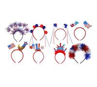 Tyinerc Patriotic Headband, 4th of July Headband - Blue Red Patriotic Band Ban | 8 Pairs Memorial Day and Accessories 4th of July Independence Day Parade Costume Favourites