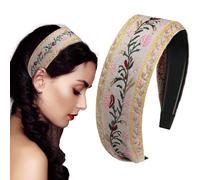 Tyinerc Wide Headbands for Women, Bohemian Headbands for Women - Boho Embroidered Head Bands for Women Hair | Vintage Ethnic Style Headpiece Girls Hair Accessories for Women