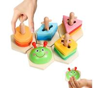 Tyinerc Wooden Shape Sorting Toy | Color Stacking Game | Nursery Learning Activities, Sensory Play for Home or Travel Boys Girls