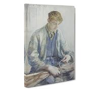 Tying The Sail By Henry Scott Tuke Canvas Print | Gallery Wrapped 30mm Frame Wall Art | 30x20 inches | Ready to Hang | Classic Picture | Living Room Bedroom Lounge Office