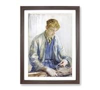 Tying The Sail By Henry Scott Tuke Classic Painting Framed Print | A2 Walnut Framed Wall Art | Ready to Hang | Classic Historical Picture | Living Room Bedroom Lounge Office