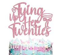 Tying up her Twenties Cake Topper, Bow Tie Rip Twenties, Cheers to 30 Years, Pink Bow Theme Happy 30th Birthday Party Decorations for Women