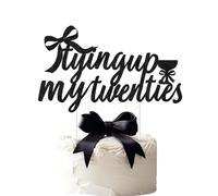 Tying up My Twenties Cake Topper Coquette 30th Birthday Decorations Black Bow Cheers to 30 Years Happy 30th Birthday Party Decorations Supplies for Women Double-sided Glitter Paper