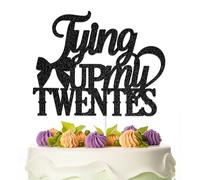 Tying Up My Twenties Cake Topper, Happy 30th Birthday Cake Topper, Death to My 20s Birthday Decorations, Cheers to 30 Years Bow Theme Birthday Party Supplies Black