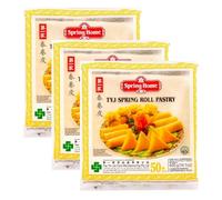 TYJ Spring Roll Pastry 6" 50 Sheets, Frozen, Spring Home, Spring roll Wrapper, Easy Cook, Easy Wrap, Make Delicious Spring roll to samosas, Delicious Pastry Snacks, 400g (Pack of 3)