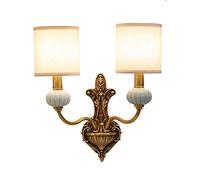 TYKHGFS American Wall Lamp Simple Copper Ceramic Cloth Retro Luxury Atmosphere Creative Background Wall E27 Living Room Restaurant Study Bath Corridor Bedroom Single Head Double Head Wall Lamp,Double