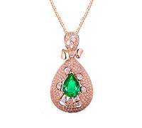 TYKHGFS Dainty Necklace for Women, Teardrop Lab Created Emerald 18K Gold/925 Sterling Silver Pendant Necklaces for Girls, Gift for Mother's Day/Valentine's Day, Rose Gold