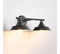 TYKHGFS Farmhouse Mirror Front Light Retro Industrial Vanity Wall Sconce 2-lights Bathroom Mirror Lamp, Vintage Black Vanity Mirror Lights for Dressing Table Mirror Cabinets