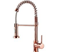 TYKHGFS Kitchen Faucet with Pull Down Sprayer 1 Hole Dual Function Kitchen Sink Faucet Gooseneck Commercial Spring Sink Faucet-Rose Gold