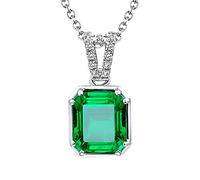 TYKHGFS Pendant Necklace, 1.6ct Lab Created Emerald Rectangle with 0.05ct Cubic Zirconia 18K Gold/925 Sterling Silver Pendant Necklaces for Women Girls, Gift for Mother's Day/Valentine's Day