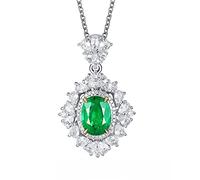 TYKHGFS Pendant Necklace, 1ct Oval Lab Created Emerald 18K Gold/925 Sterling Silver Pendant Necklace 50CM for Women Girls, Gift for Mother's Day/Valentine's Day