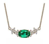 TYKHGFS Pendant Necklace, Flower with Oval Lab Created Emerald 1ct 18K Gold/925 Sterling Silver Pendant Necklaces for Women Girls, Gift for Mother's Day/Valentine's Day