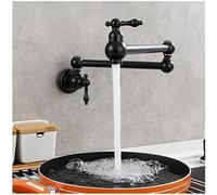 TYKHGFS Pot Filler faucets in-Wall Single Cold Water Faucet Kitchen Stove Can Be Stretched and Lengthened Faucet Mop Pool Washbasin Faucet Antique Folding Wall Mount Stretchable Double-Black