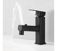 TYKHGFS Pull-Out Bathroom Faucets Single Hole Basin Faucet G1/2 Hot and Cold Brass Bathroom Vanity Faucets-Black