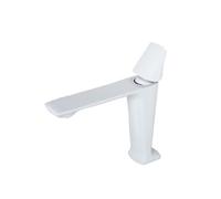 TYKHGFS Rose Gold Square Brass Basin Faucet: Single Handle White Vanity Hot Cold Bathroom Sink Mixer(A)