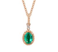 TYKHGFS Silver Necklace, 1ct Oval Lab Created Emerald 18K Gold/925 Sterling Silver Pendant Necklaces for Women Girls, Gift for Mother's Day/Valentine's Day, Rose Gold