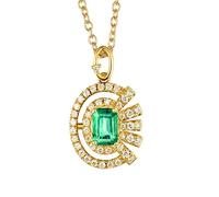 TYKHGFS Simple Necklaces For Women, 1ct Lab Created Emerald Rectangle and Hollow Geometry with 0.3ct Cubic Zirconia 18K Gold/925 Sterling Silver Pendant Necklaces for Girls, Mother's Day/Valentine's