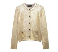 TYKZFHTQ Knit Cardigans for Women Foil Cropped Cardigans Autumn Long Sleeve Gold Knitted Cardigan Women Glitter Winter Button Knit Outerwear Short Sweaters Sweater Cardigan(L)