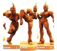 TYL | Bio Techno Women | Gray Unpainted Miniature Fantasy Miniatures for War Gaming, RPG 32mm - Scale Figures, Detailed Tabletop Boardgame Accessories, Realistic 3D Miniature (Combo)