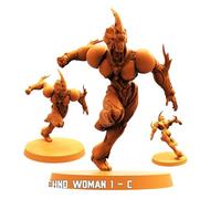 TYL | Bio Techno Women | Gray Unpainted Miniature Fantasy Miniatures for War Gaming, RPG 32mm - Scale Figures, Detailed Tabletop Boardgame Accessories, Realistic 3D Miniature (C)