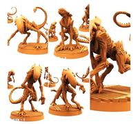 TYL | Cheetah Aliens | Gray Unpainted Miniature Fantasy Miniatures for War Gaming, RPG 40mm - Scale Figures, Detailed Tabletop Boardgame Accessories, Realistic 3D Miniature (Combo)