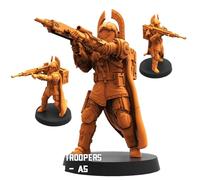 TYL | Democracy Troopers Hellstriker | Gray Unpainted Miniature Fantasy Miniatures for War Gaming, RPG 32mm - Scale Figures, Detailed Tabletop Boardgame Accessories, Realistic 3D Miniature (E)