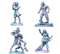 TYL | DND 33 | Gray Unpainted Miniature Fantasy Miniatures for War Gaming, RPG 32mm - Scale Figures, Detailed Tabletop Boardgame Accessories, Realistic 3D Miniature (Combo of 4)