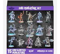 TYL | DND2 Miniature Set - Unpainted 32mm Resin Miniatures for DND, Pathfinder & Tabletop RPGs - High-Detail Fantasy Models for Dungeon Masters & Miniature Painters (15 pcs)