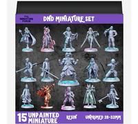 TYL | DND5 Miniature Set - Unpainted 32mm Resin Miniatures for DND, Pathfinder & Tabletop RPGs - High-Detail Fantasy Models for Dungeon Masters & Miniature Painters (15 pcs)