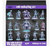 TYL | DND7 Miniature Set - Unpainted 32mm Resin Miniatures for DND, Pathfinder & Tabletop RPGs - High-Detail Fantasy Models for Dungeon Masters & Miniature Painters (15 pcs)