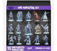 TYL | DND8 Miniature Set - Unpainted 32mm Resin Miniatures for DND, Pathfinder & Tabletop RPGs - High-Detail Fantasy Models for Dungeon Masters & Miniature Painters (15 pcs)