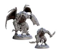 TYL Draconian Shock Troops Gray 32mm Unpainted Miniature Fantasy Miniatures for War Gaming, RPG - Scale Figures, Detailed Tabletop Boardgame Accessories, Realistic 3D Miniature (B) (32mm)