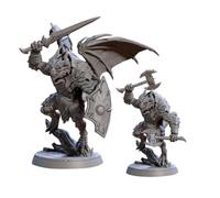 TYL Draconian Shock Troops Gray 32mm Unpainted Miniature Fantasy Miniatures for War Gaming, RPG - Scale Figures, Detailed Tabletop Boardgame Accessories, Realistic 3D Miniature (D) (32mm)